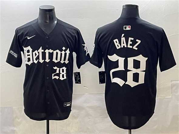 Men%27s Detroit Tigers #28 Javier Baez Black Motor Gothic Edition Vapor Premier Limited Stitched Jersey